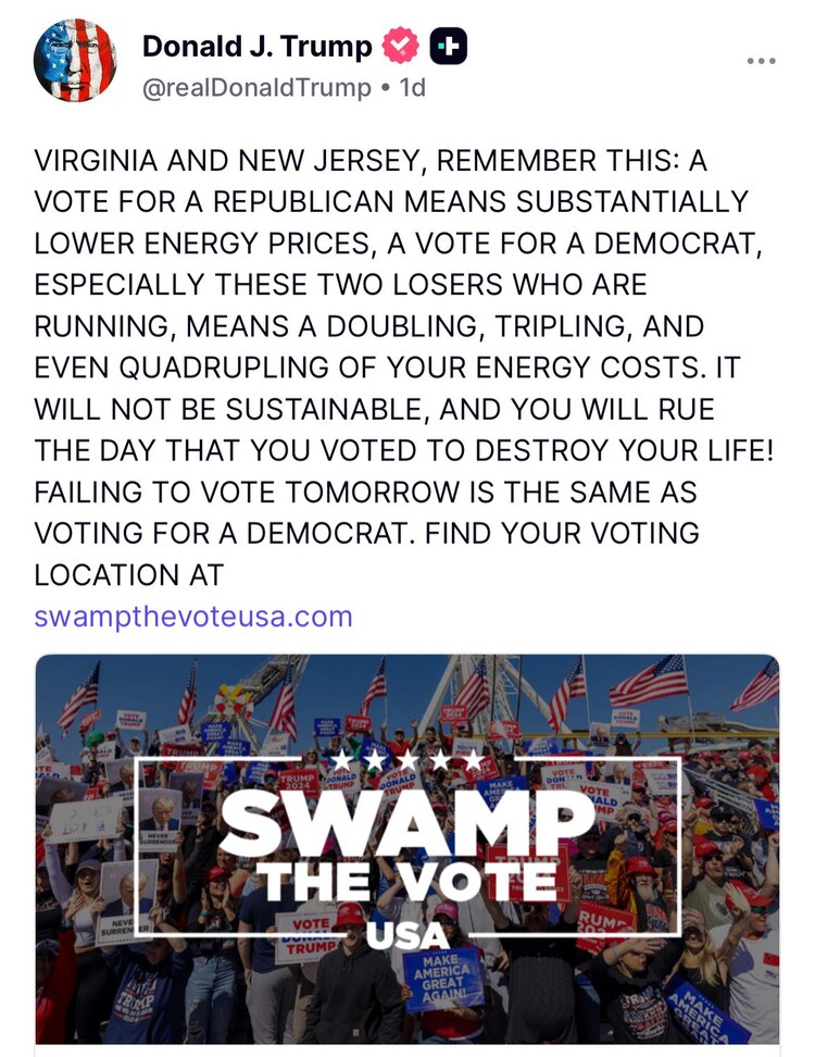 Publicación de Donald Trump en Truth