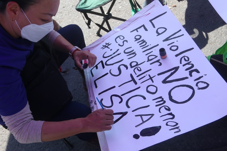 Protesta en la ciudad en contra de la violencia familiar, en noviembre de 2021.