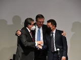 De izq. a der.: Ricardo Monreal, Marcelo Ebrard e Ignacio Mier, ayer, en conferencia.