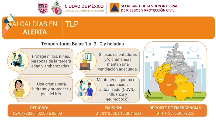 Alerta naranja por bajas temperaturas en CDMX