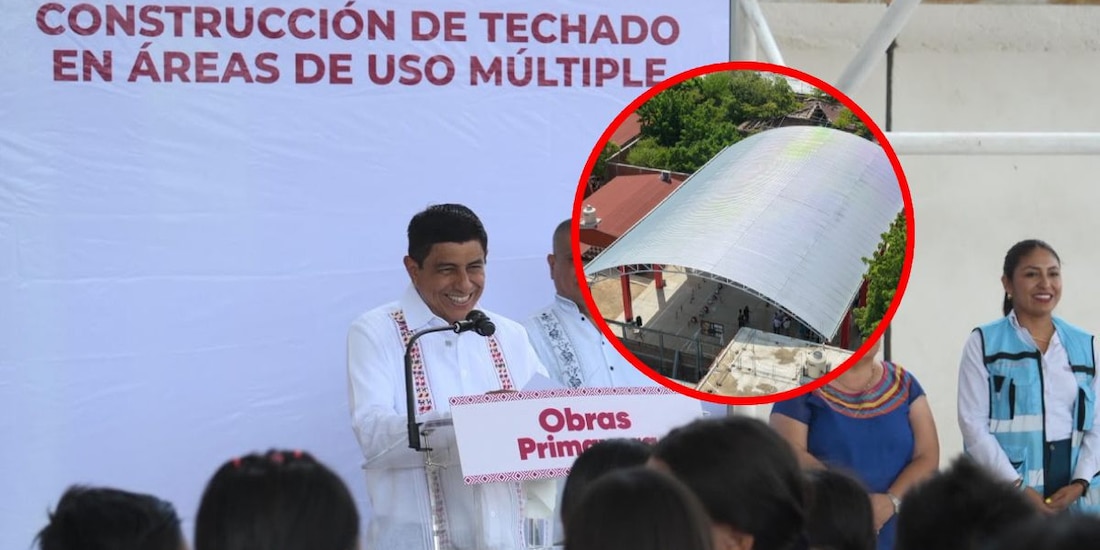 El fortalecimiento de las instalaciones multidisciplinarias en beneficio de la comunidad escolar fue encabezado por el gobernador Salomón Jara Cruz.