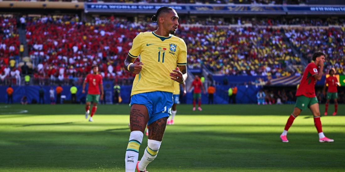 Raphinha durante el debut de Brasil en el Mundial 2026.