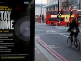 Un letrero en una parada de autobús muestra las medidas impuestas por el gobierno contra el brote de la enfermedad, en Londres.