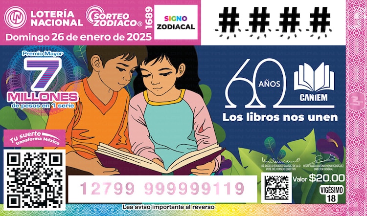 El Sorteo Zodiaco 1689 está dedicado a los 60 años de la CANIEM, que fue fundada en 1964.