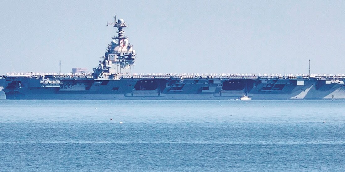 El portaaviones USS Gerald R. Ford abandona la Estación Naval de Norfolk en Virginia, el pasado 23 de junio.