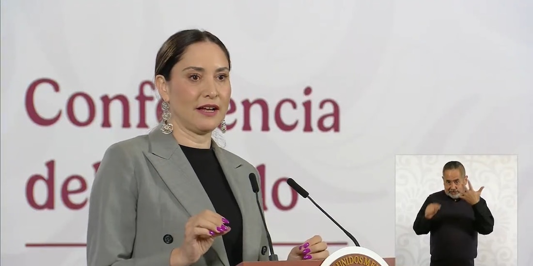 La secretaria de Cultura, Claudia Curiel este lunes en Palacio Nacional.
