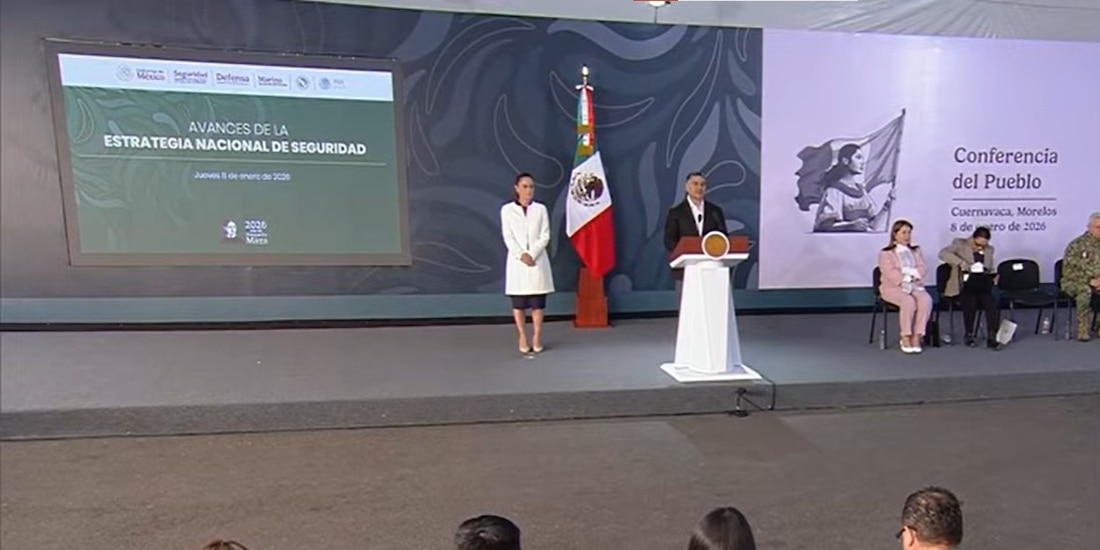 El Secretario de Seguridad federal en la conferencia de la Presidenta Claudia Sheinbaum Pardo.