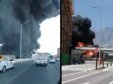 Una enorme columna de humo se levanta por incendio en fábrica en Monterrey