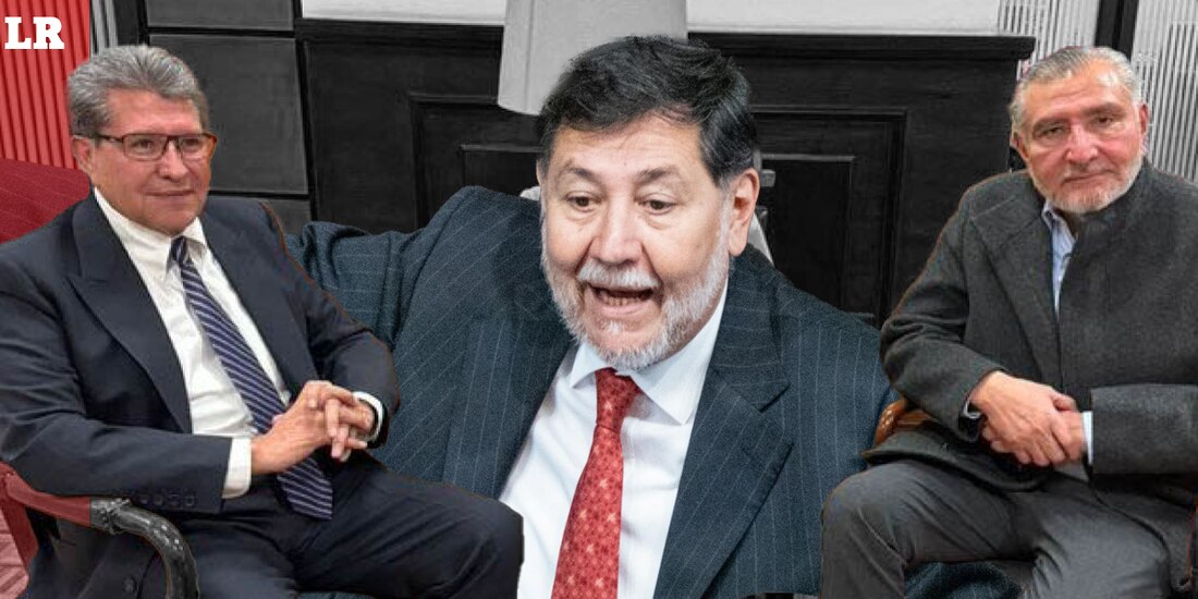 Al centro, Gerardo Fernández Noroña. A los costados, Ricardo Monreal y Adán Augusto López.