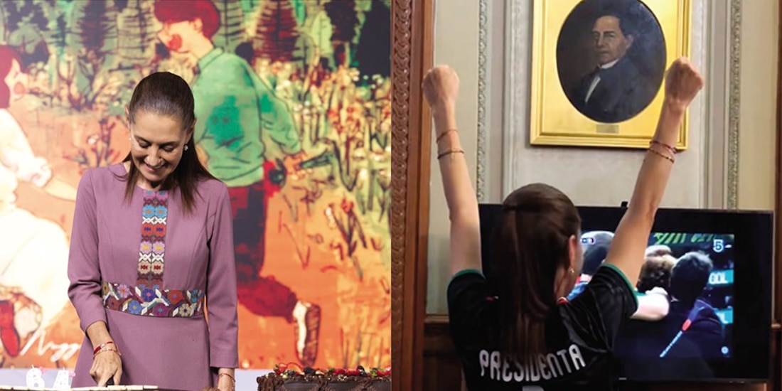 LA PRESIDENTA, ayer, en festejos por
el triunfo del Tri y su cumpleaños