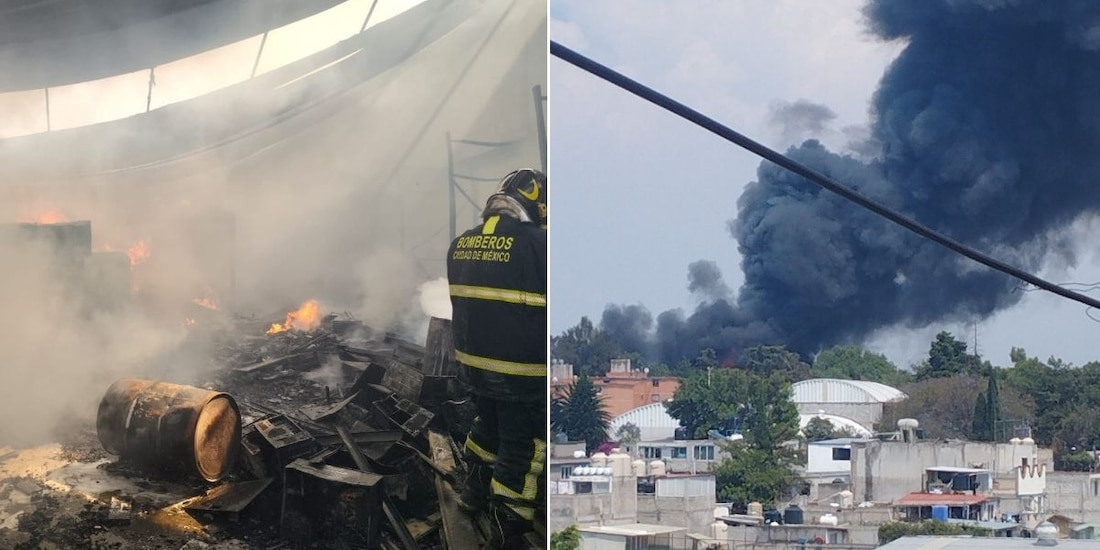 Incendio consume cuatro bodegas en Tláhuac, alrededor de tres mil metros cuadrados.