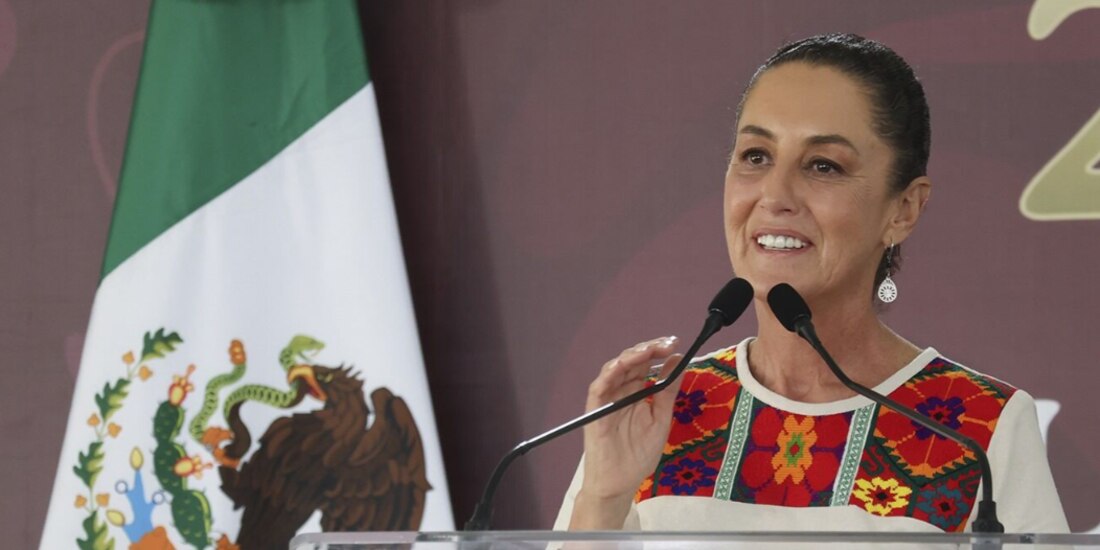La presidenta Claudia Sheinbaum, ayer, en Veracruz.