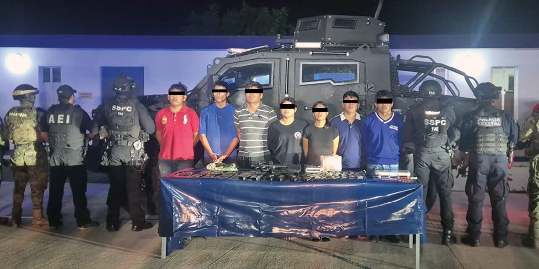 LAS SIETE personas detenidas tras acciones de seguridad y vigilancia en las regiones de Oaxaca, ayer.