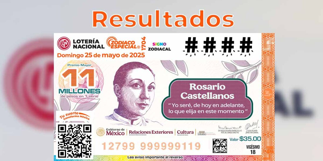 Zodiaco Especial 1704 Resultados del Sorteo del 25 de mayo del 2025 de Lotería Nacional.