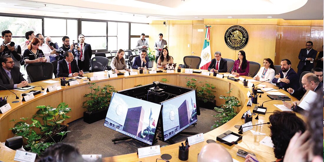 Sesión en la Jucopo de la Cámara de Diputados, ayer.