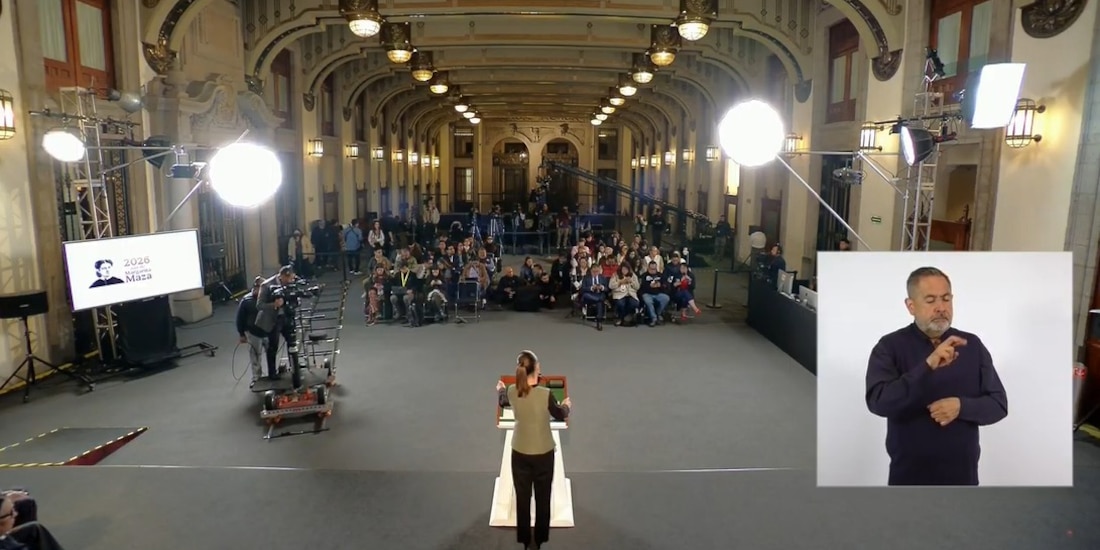 Conferencia de Claudia Sheinbaum en Palacio Nacional.