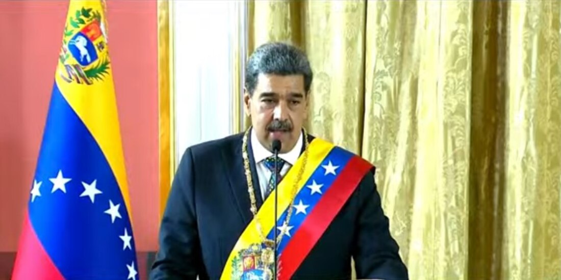 Nicolás Maduro en el mensaje que dio después de su juramentación.