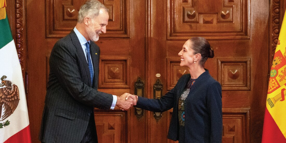 FELIPE VI y la Presidenta Claudia Sheinbaum, ayer, en Palacio Nacional