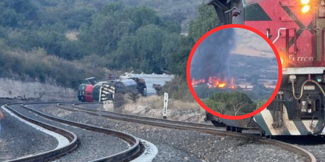 Explosión tras descarrilamiento de tren de carga en Tepetitlán deja un lesionado