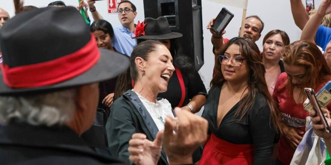Claudia Sheinbaum, a su llegada a Ciudad Juárez, Chihuahua.