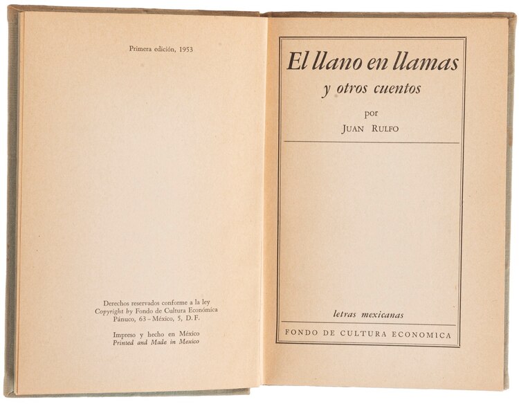 Imagen del ejemplar de "El llano en llamas" que sale a puja.