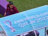 Karen Díaz en el partido Marruecos vs Croacia, en la Copa del Mundo Qatar 2022.