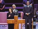 La vicepresidenta ofrece un mensaje durante el funeral de Tyre Nichols.