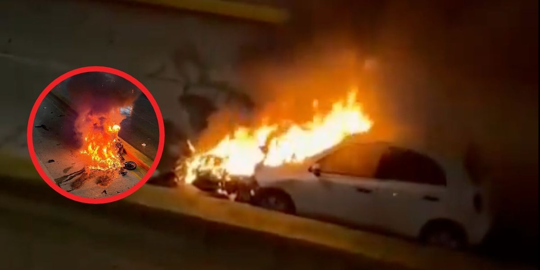Se incendia vehículo tras choque en Ruiz Cortines