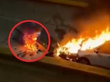 Se incendia vehículo tras choque en Ruiz Cortines