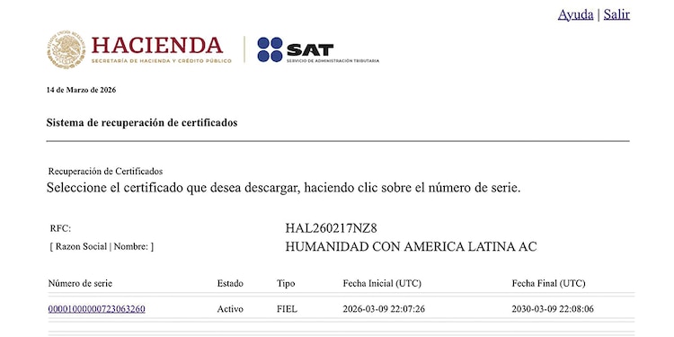 Acta constitutiva de la asociación.