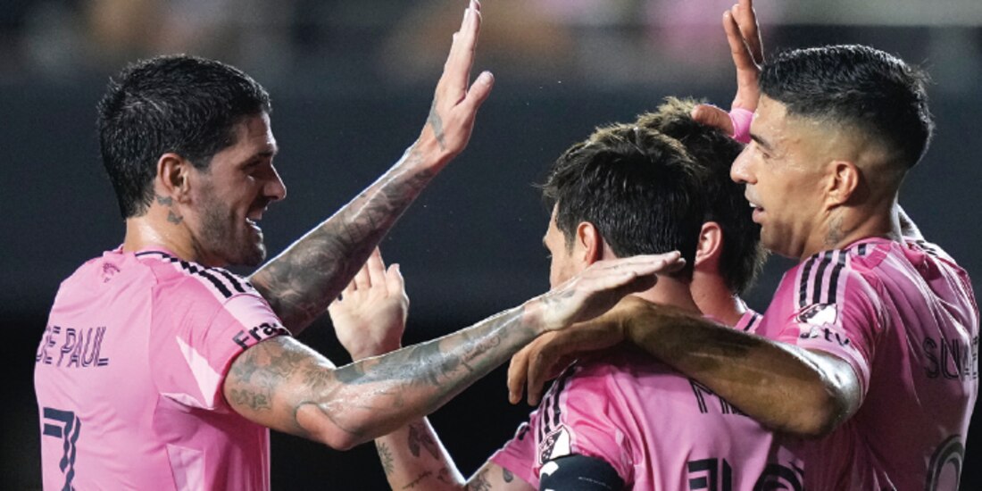Jugadores del Inter Miami celebran uno de sus goles del fin de semana.