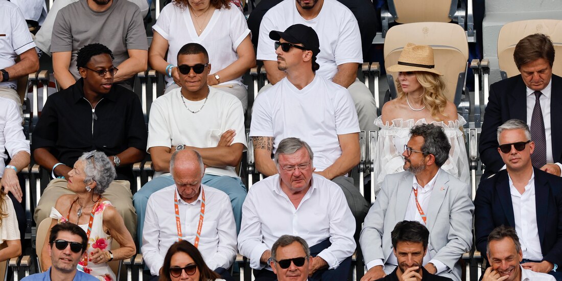 Kylian Mbappé y Zlatan Ibrahimovic en la final del Abierto de Francia de tenis de 2023.