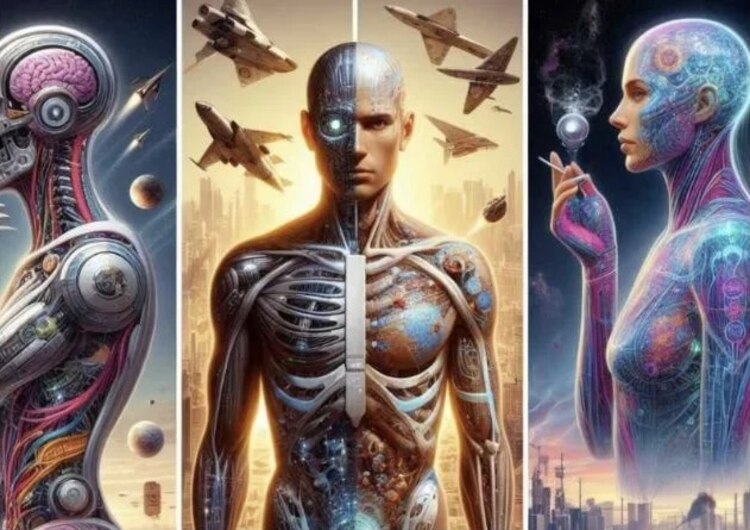 Así se verían los humanos en mil años según la IA.