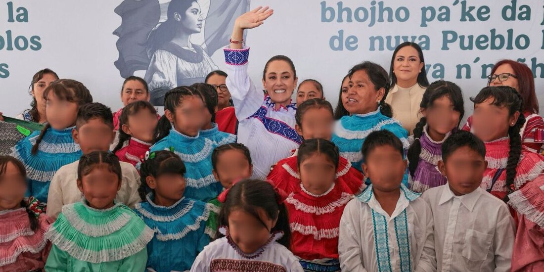 Claudia Sheinbaum entrega recursos del FAISPIAM en la comunidad otomí de Amealco, Querétaro.