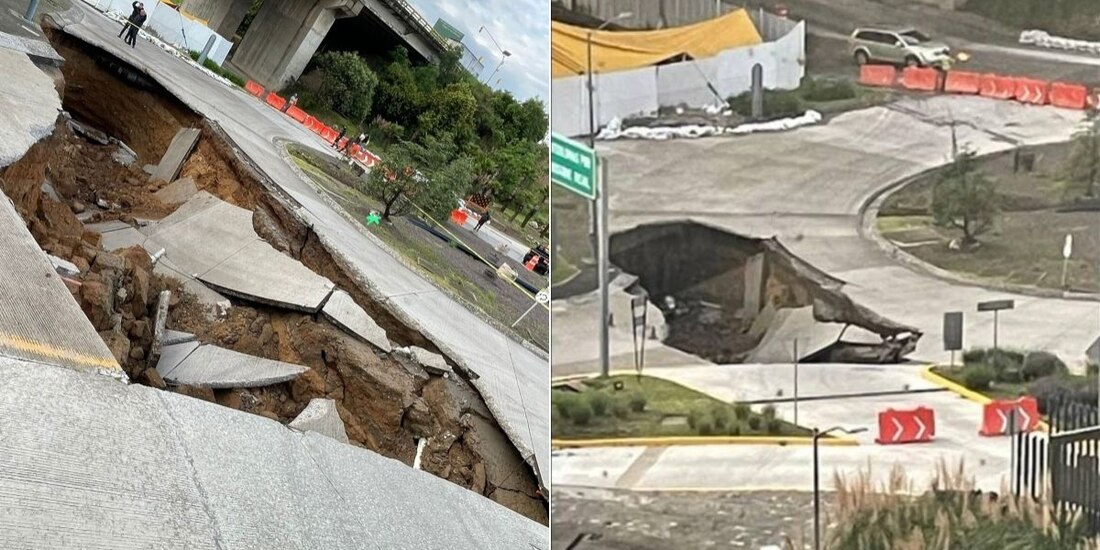 Así es el socavón que apareció en Huixquilucan.