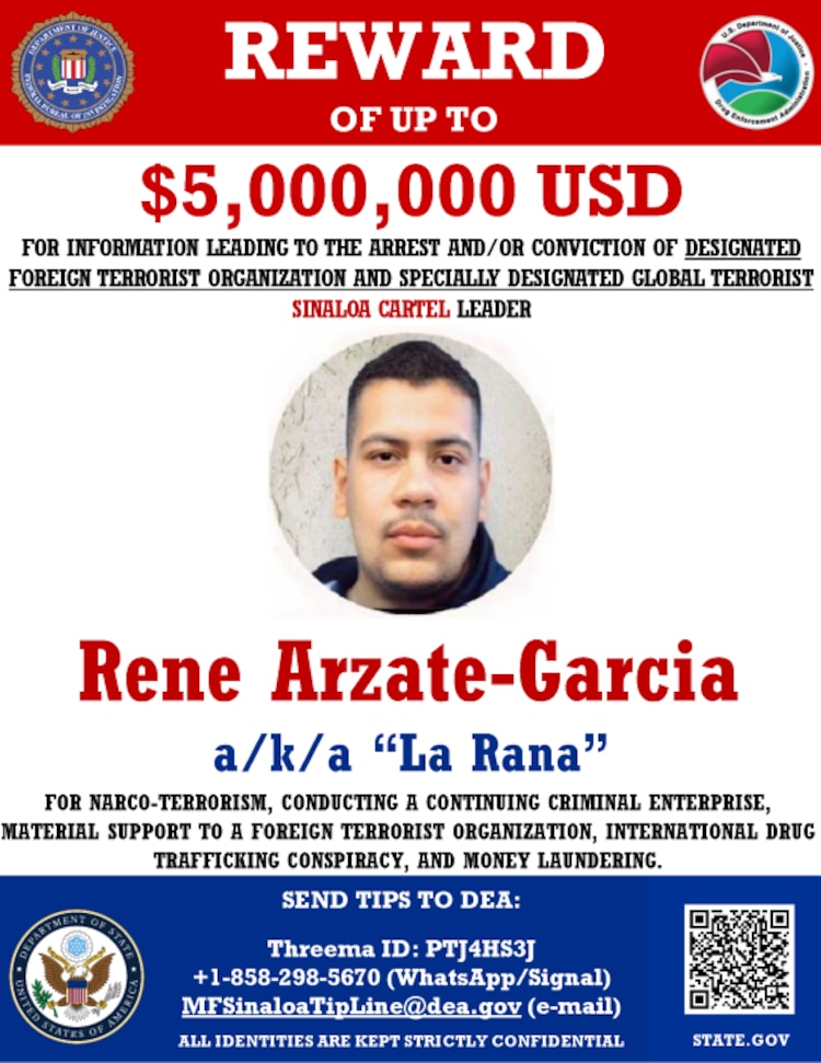 Departamento de Estado ofrece 5 millones de dólares por alias “La Rana”