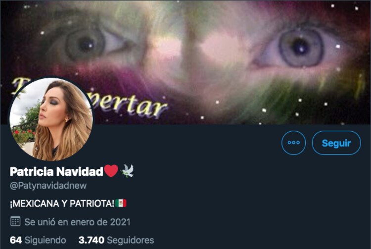 Nuevo perfil en Twitter de Paty Navidad que ya fue suspendido.