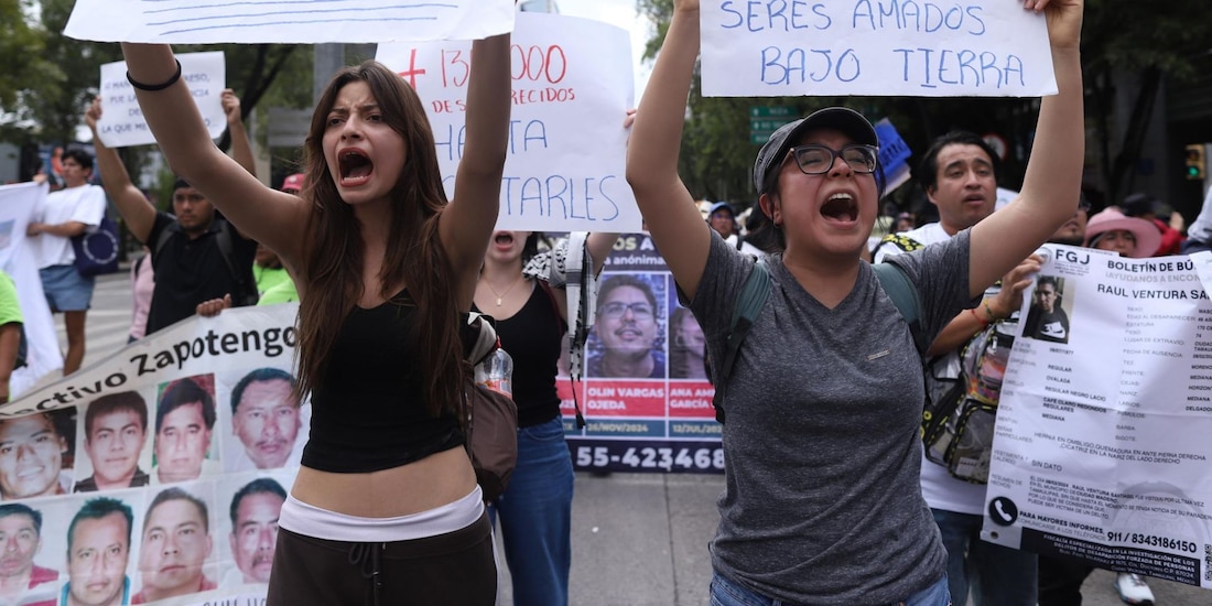 Aspecto de una marcha contra las desapariciones en México.