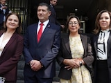 En la imagen, comisionados del INAI tras la reunión Rosa Icela Rodríguez, titular de la Segob.