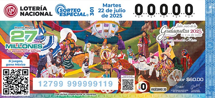 El Sorteo Especial 301 de la Lotería Nacional está dedicado a la Guelaguetza, la celebración más emblemática y colorida del estado de Oaxaca.