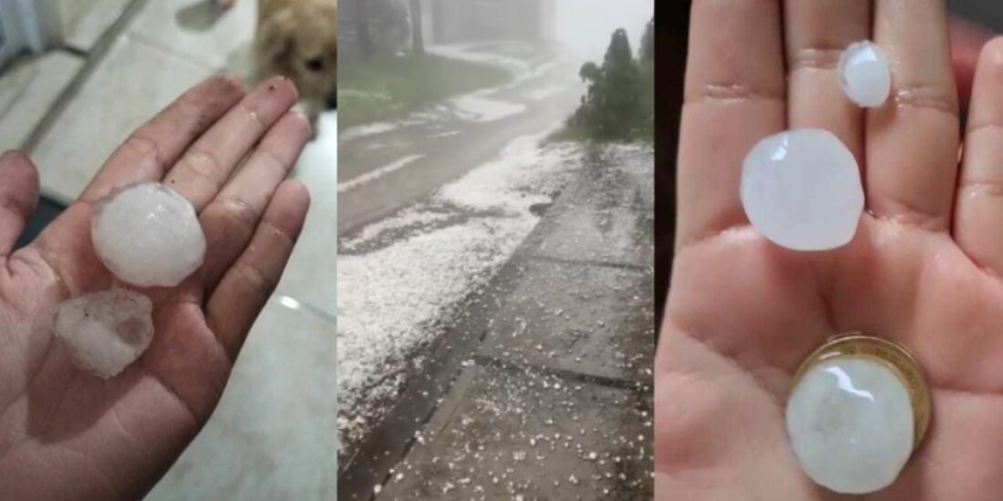 El granizo tiene hasta 4 centímetros de grosor.