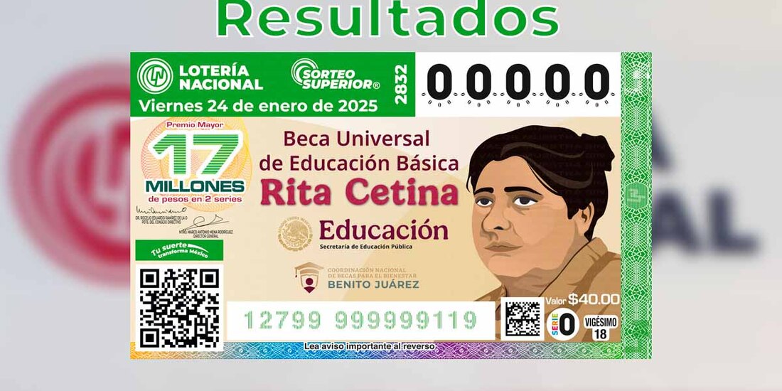 Resultados del Sorteo Superior 2832 del 24 de enero del 2025.