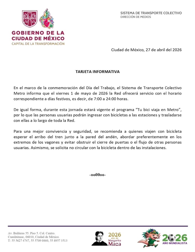 Comunicado del Metro
