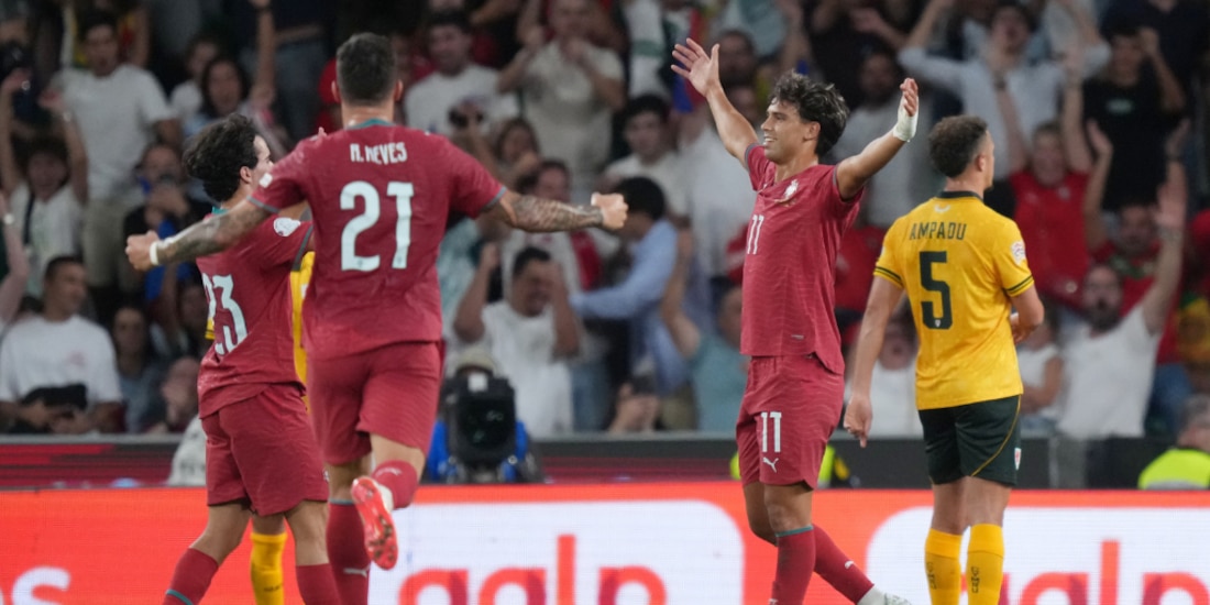 Joao Félix celebra su anotación frente a Gales.