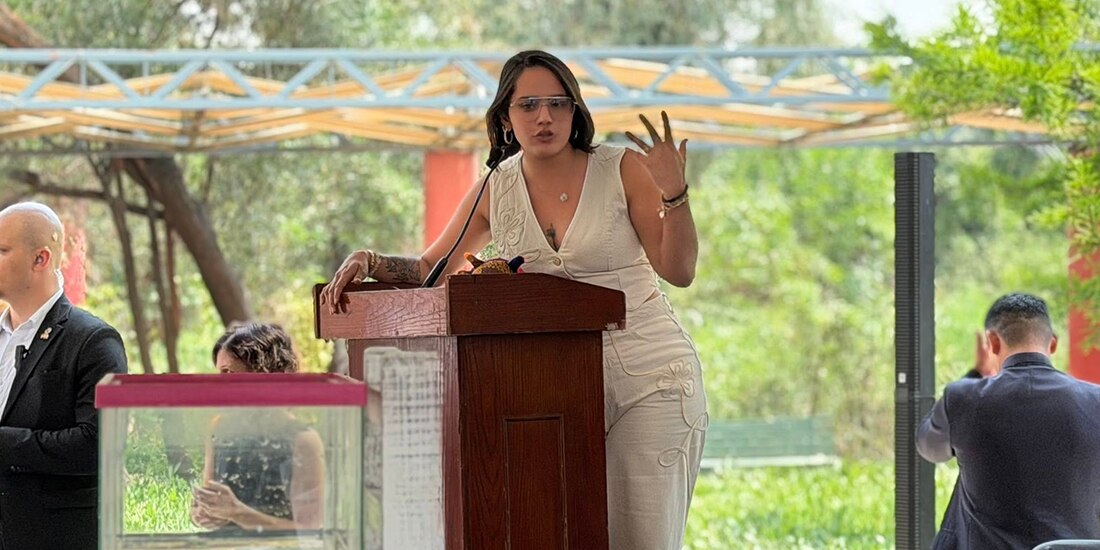 Circe Camacho durante una conferenci, el 27 de mayo pasado, sobre una campaña para el cuidado del agua.
