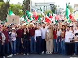 Dirección nacional de Morena durante la marcha en Chihuahua.