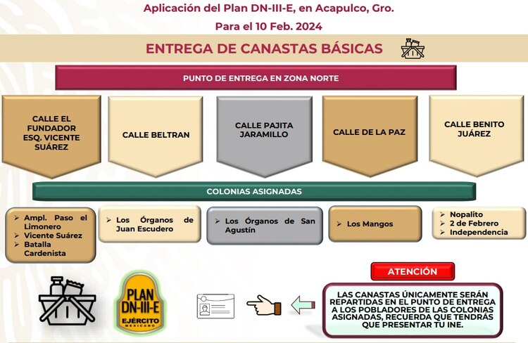 Entrega de canastas básicas en Acapulco.