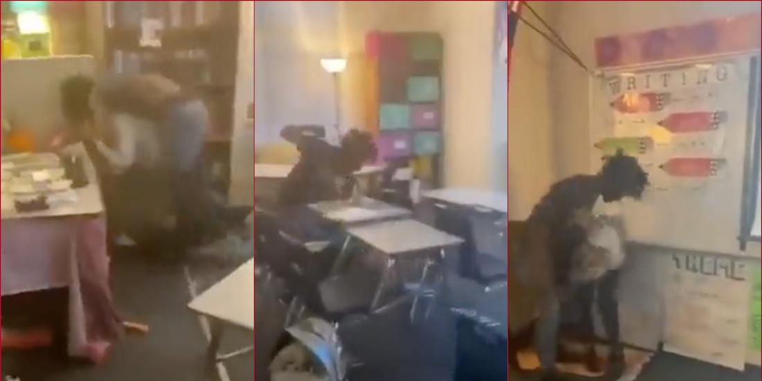 Durante la pelea, Simpkins, quien fue detenido tras el tiroteo en el que hubo al menos cuatro heridos, tira en varias ocasiones a uno de sus compañeros al suelo