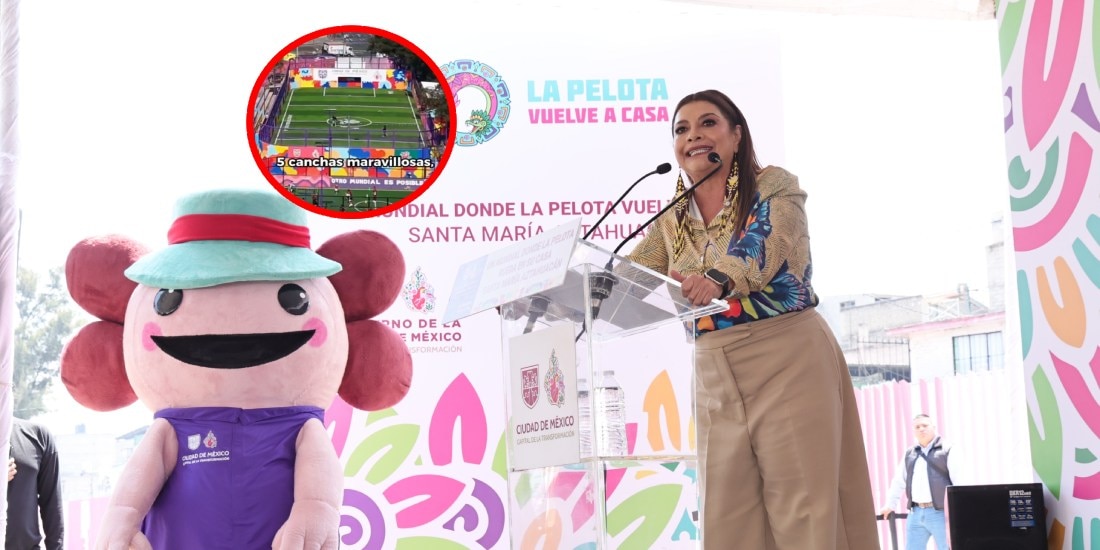 Clara Brugada inaugura nuevas canchas en Iztapalapa y lanza chatbot turístico ‘Xoli’.