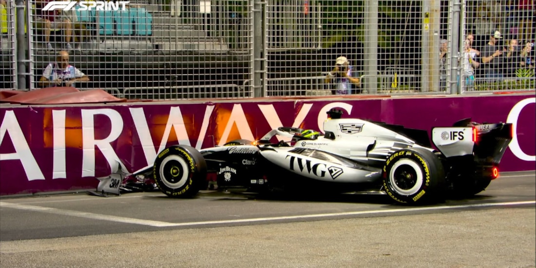 Checo Pérez sufrió choque en la clasificación de la Sprint Race.